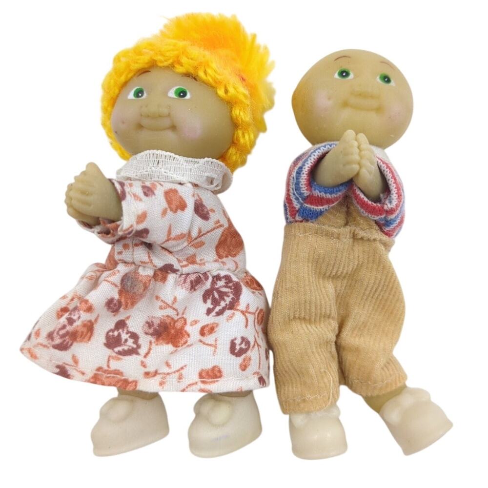 Cabbage Patch Kids Clip On Hugger Boy Girl Pair Lot PVC Figures 3.5" Tall
